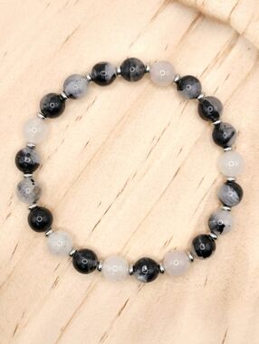 Tourmalinated Quartz Natural Stone Bracelet